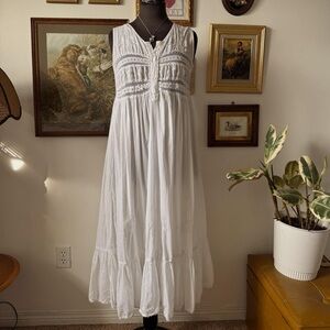 White Ruffle Lace Boho Maxi Dress